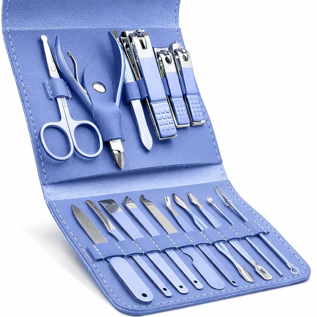 UCRAVO Manicure Set 16 in 1 Manicure Kit Professional Nail Care Tools with Nail Clippers, Pedicure Grooming Kit, Eyebrow Tweezers, Cuticle Remover, Scissors & Multi-Functional Nail Kit for Men & Women-image-11