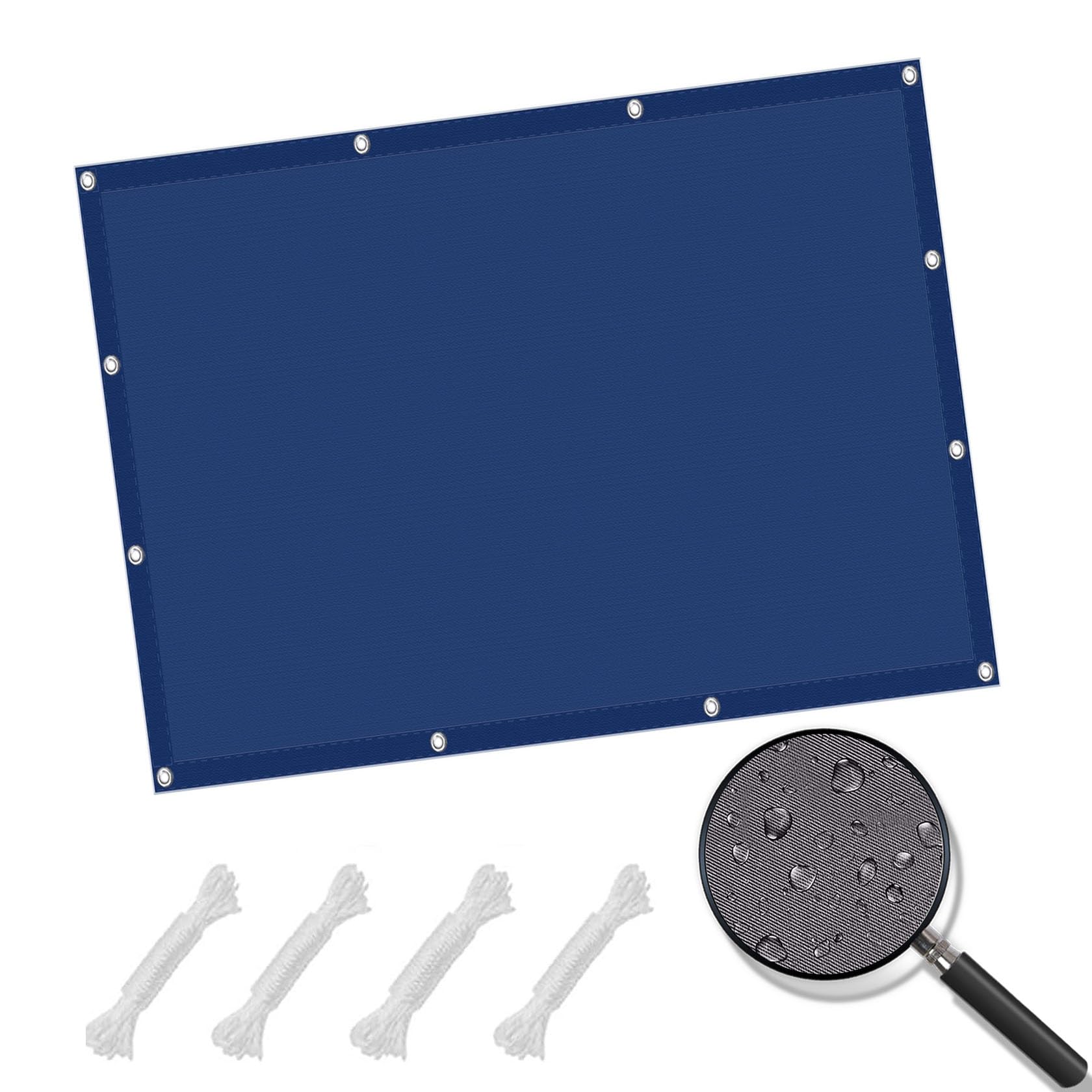 Toile ombrage anti-UV avec oeillets auvent robuste pour extérieur bleu foncé