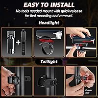 Vista 6 de Luces de bicicleta, luces LED recargables por USB, potentes luces LED para bicicleta, luz delantera y trasera súper brillante, juego de luces