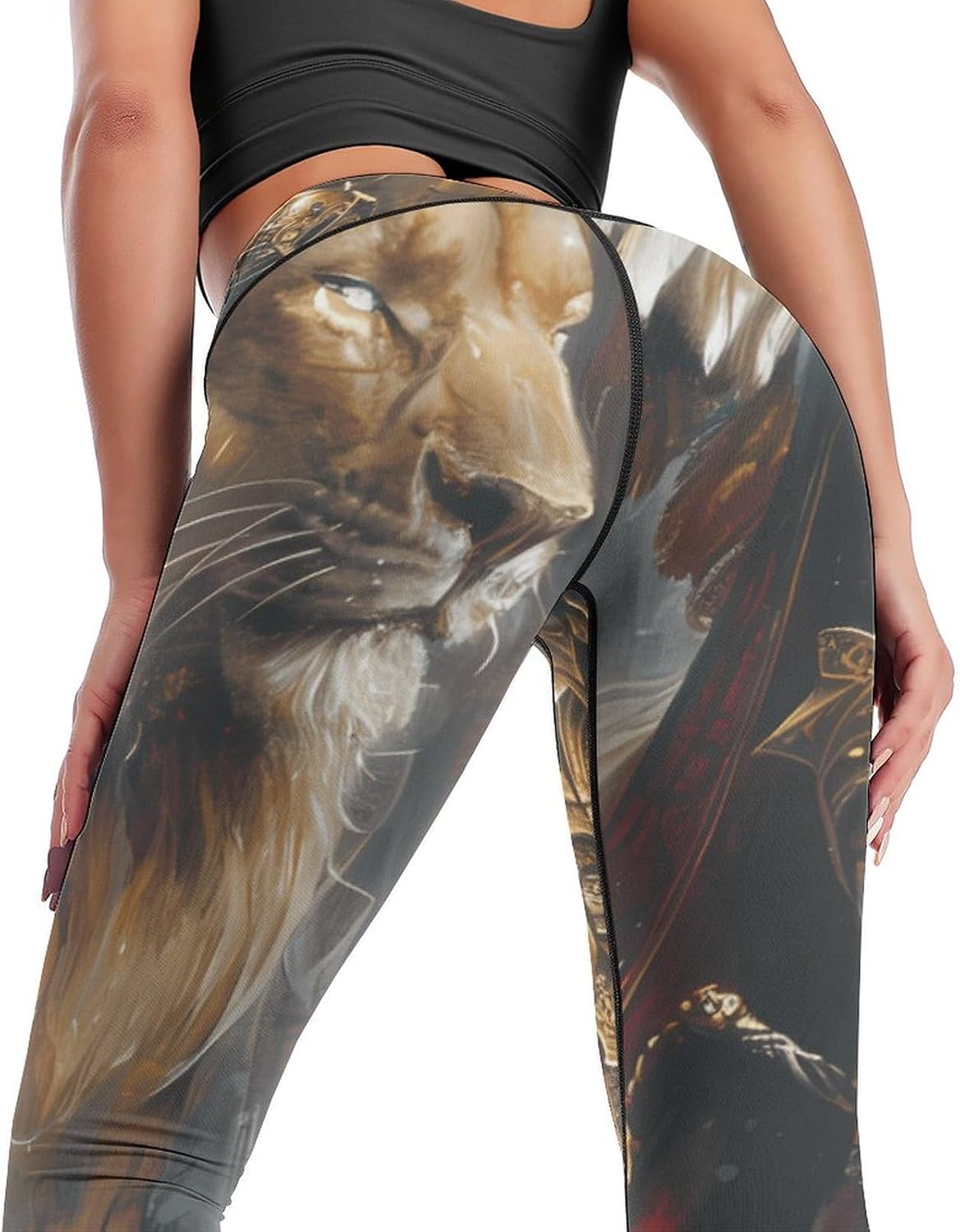 Christian Warriores-Knights-Lion Yoga Pants Women High Waisted Leggings Workout Athletic Lounge Pant
