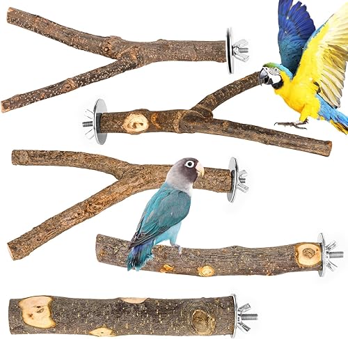 Miniatura 11 de 8 perchas para pájaros de madera natural para jaulas, soporte y plataforma para loros, accesorios para jaulas de pájaros para periquitos, cacatúas