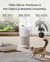 Vista 4 de SwitchBot Purificador de aire para el hogar de hasta 3620 pies cuadrados, purificador de aire HEPA con modo mascota, filtro lavable, aromaterapia
