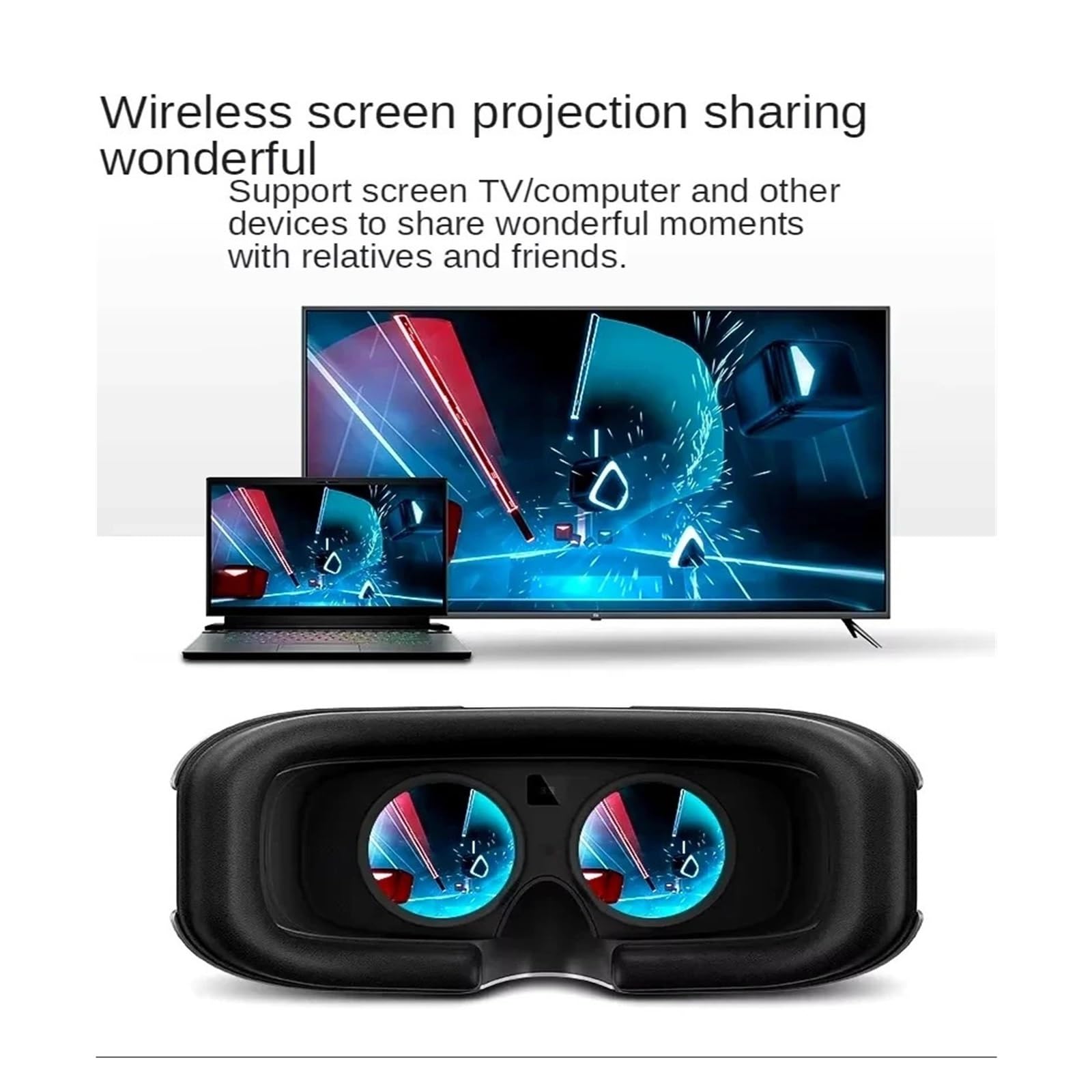 Gafas de Realidad Virtual Todo en uno. Transmisión Premium de Juegos VR. Auriculares 3D con Pantalla 4K HD Real y Sonido Envolvente 3D.