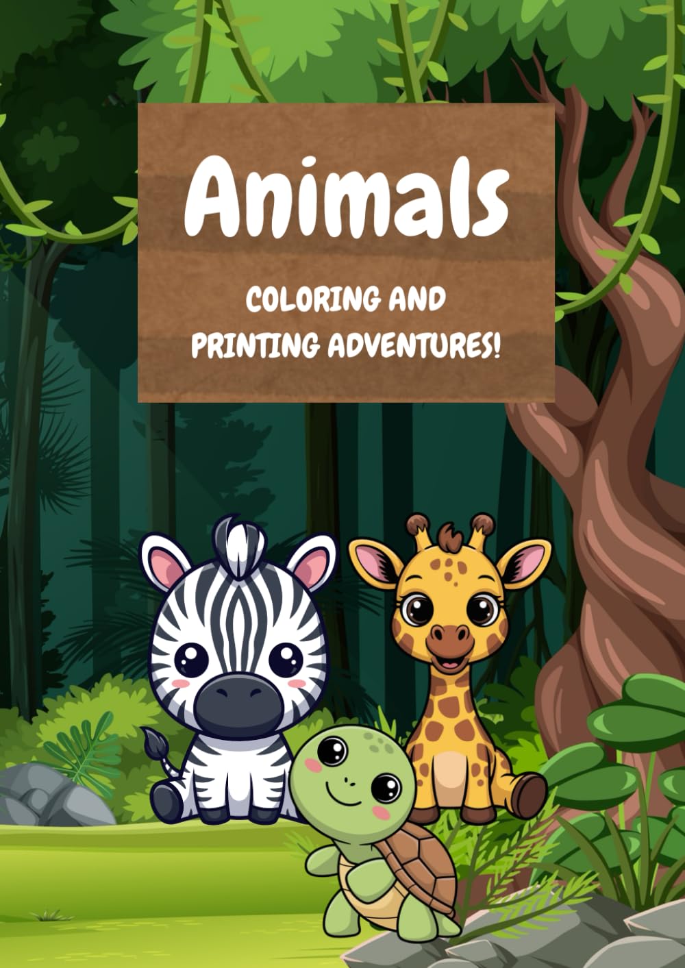 Animals Coloring and Printing Adventure Book: Fun way for kids to learn about animals and printing