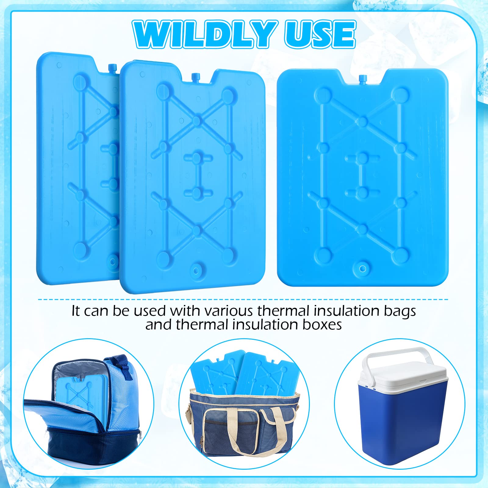 Lot de 10 grands blocs de glace réutilisables pour glacière - 25,4 x 33 cm - Économie d'espace - Durable - Pour garder les aliments frais