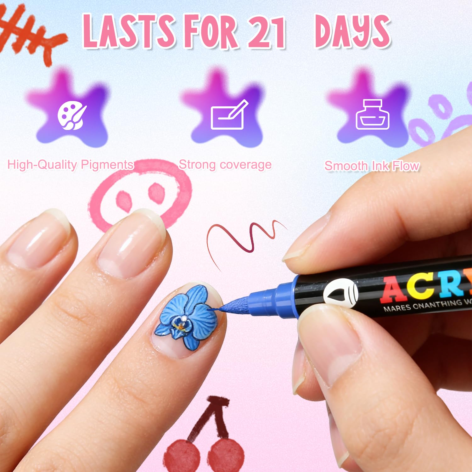 24 Colors Dual-Ended Nail Art Pens Set, Dual Tip, 3D Acrylic Nail Polish Pens,Nail Dotting Tool, Drawing Pen for Nail Design, Manicure Nail Pens for Salon and DIY at Home