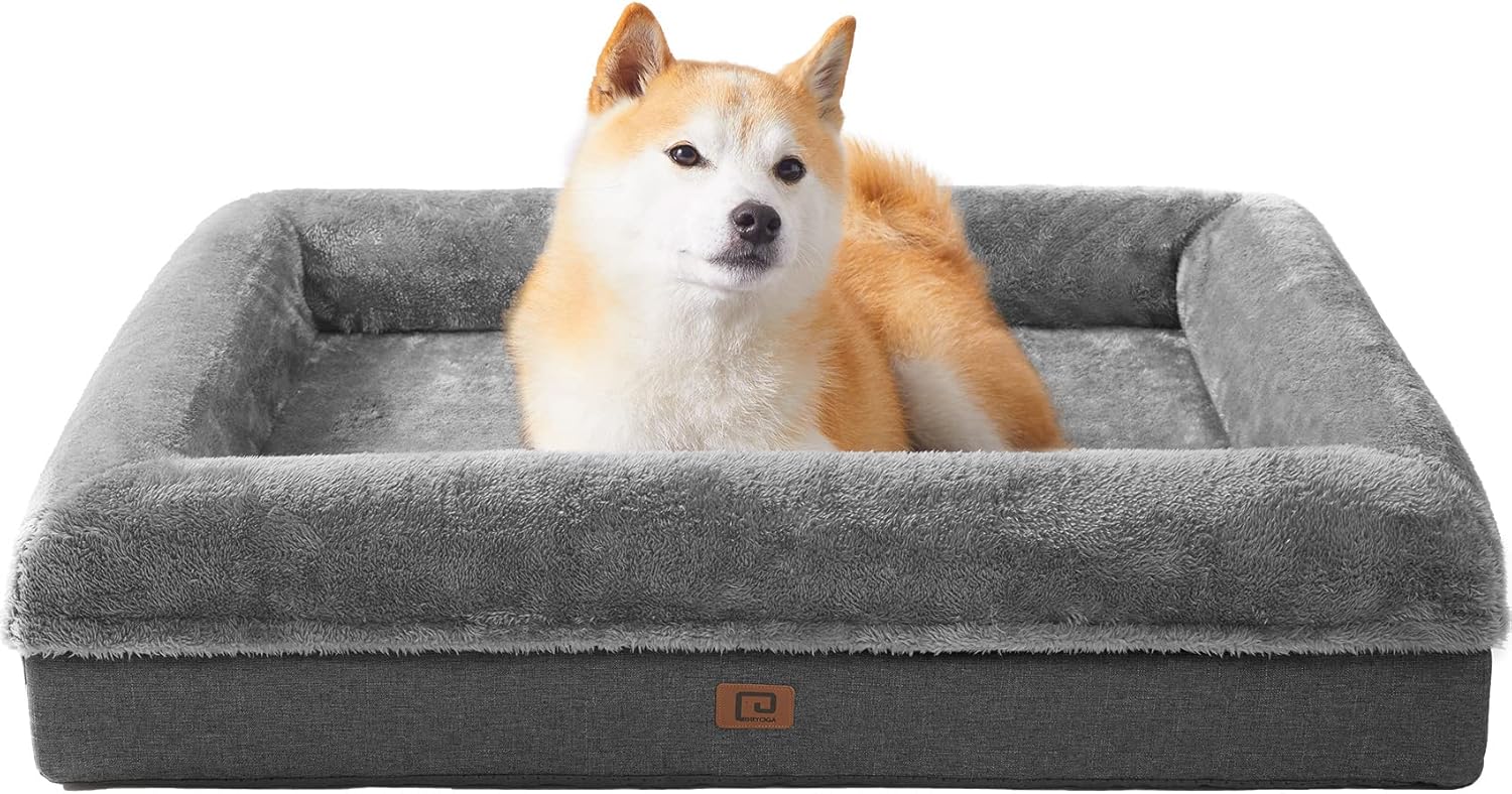 EHEYCIGA Memory Foam Large Dog Bed with Sides, Orthopedic Waterproof