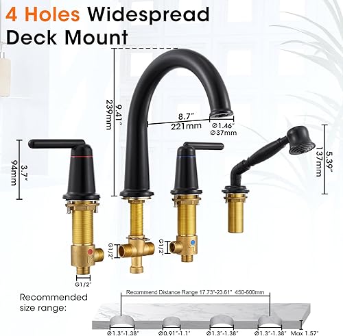 Miniatura 7 de Wintap Grifo de bañera WT-9808BK