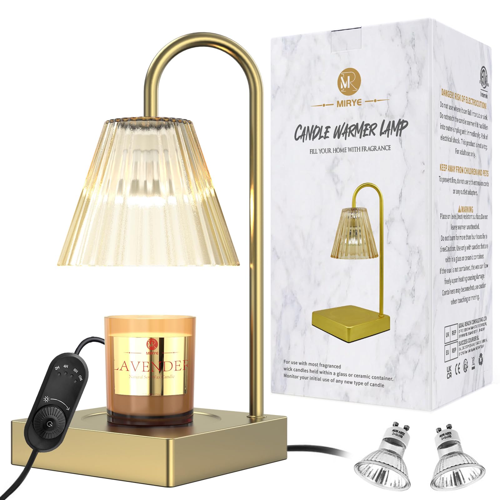 MR MIRYE Candle Warmer Lamp, Electric Candle Warmer with Dimmer, Candle Lamp Warmer Inchlude 2Bulbs? Bedroom Home Decor, Gift for Mon (Blonde)