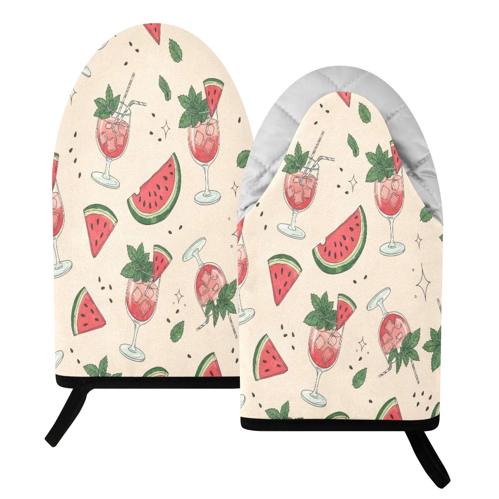 BURSTDDY Watermelon Juice Oven Mitt,Heat Resistant Kitchen Mitts for Cooking