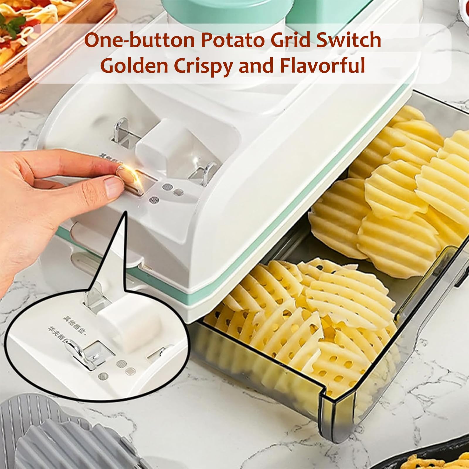 Affettatrice Elettrica per Verdure da 100 W, Robot da Cucina per Frutta E Verdura, con 4 Lame, Diametro di Ingresso di 8,5 Cm, Superficie di Taglio Liscia E Pulita, per Mense