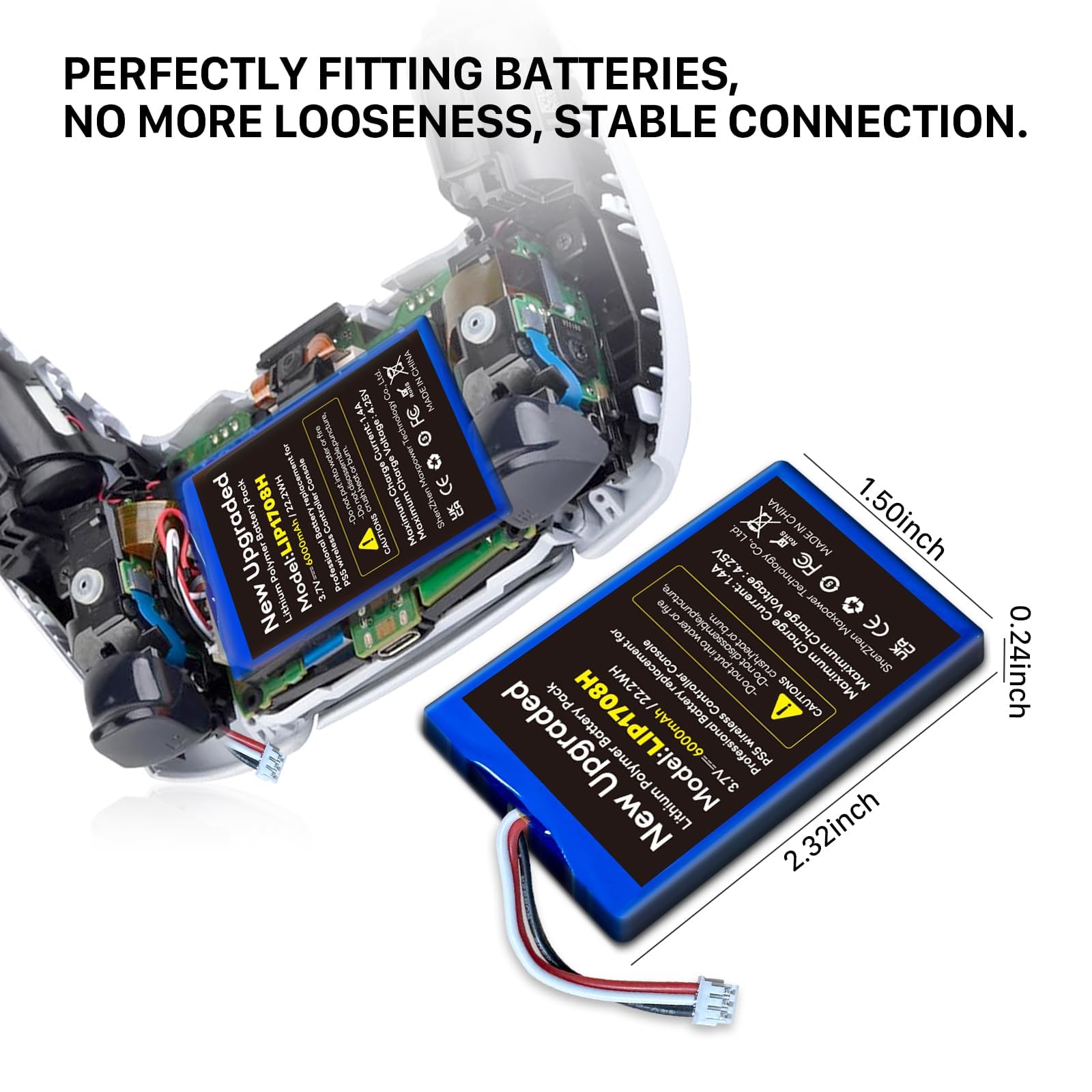 2 pezzi per Sony PS5, [6000 mAh](2026 nuovo aggiornamento) batteria agli ioni di litio di ricambio per PS5 PlayStation 5 DualSense Wireless Controller