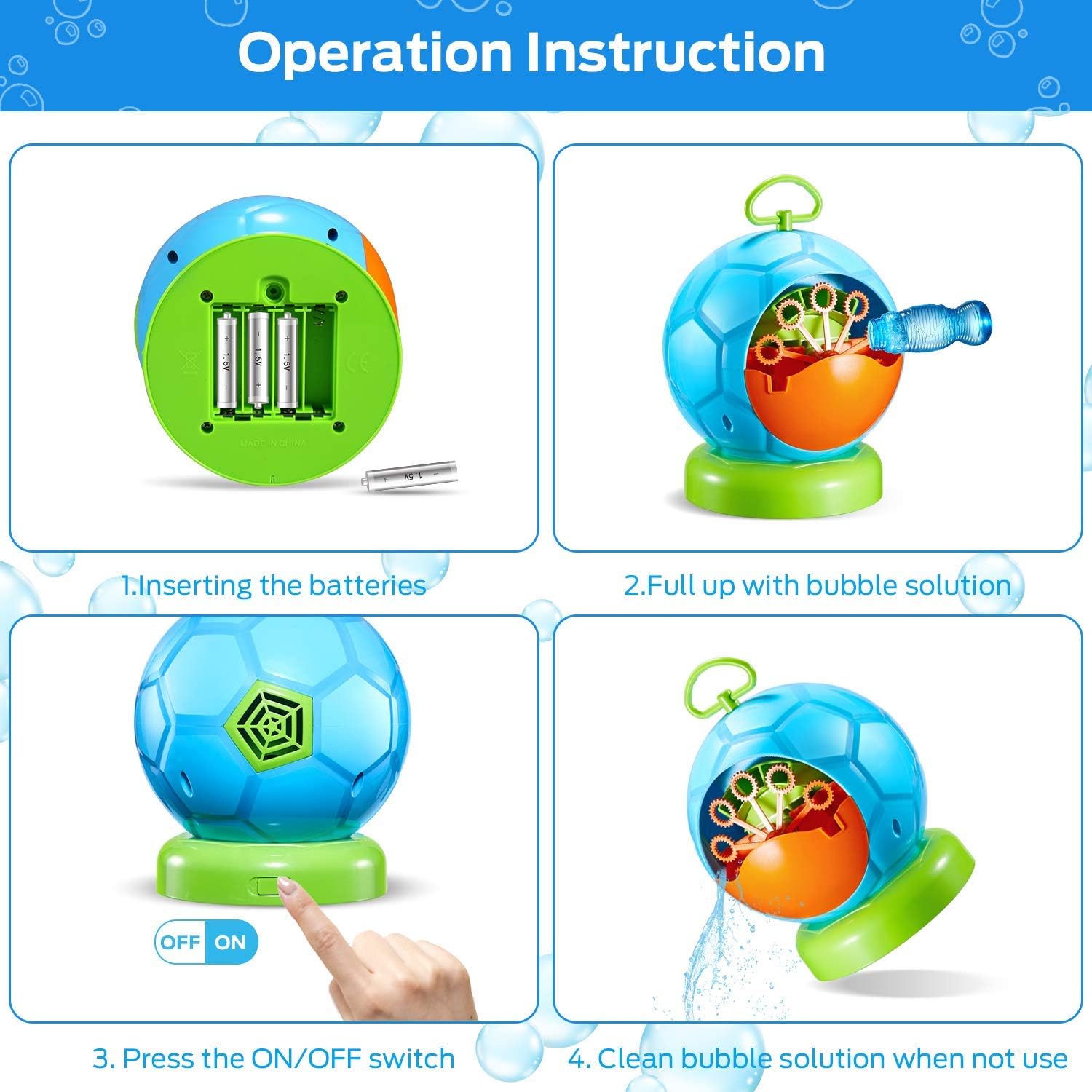 Bubble Machine, Over 800+ Bubbles/Minute Automatic Bubble Machine, Geekper Bubble Maker Machine for Kids with A Bottle of 250ml Bubble Solution Refill, Bubble Blower Machine for Party Wedding Birthday