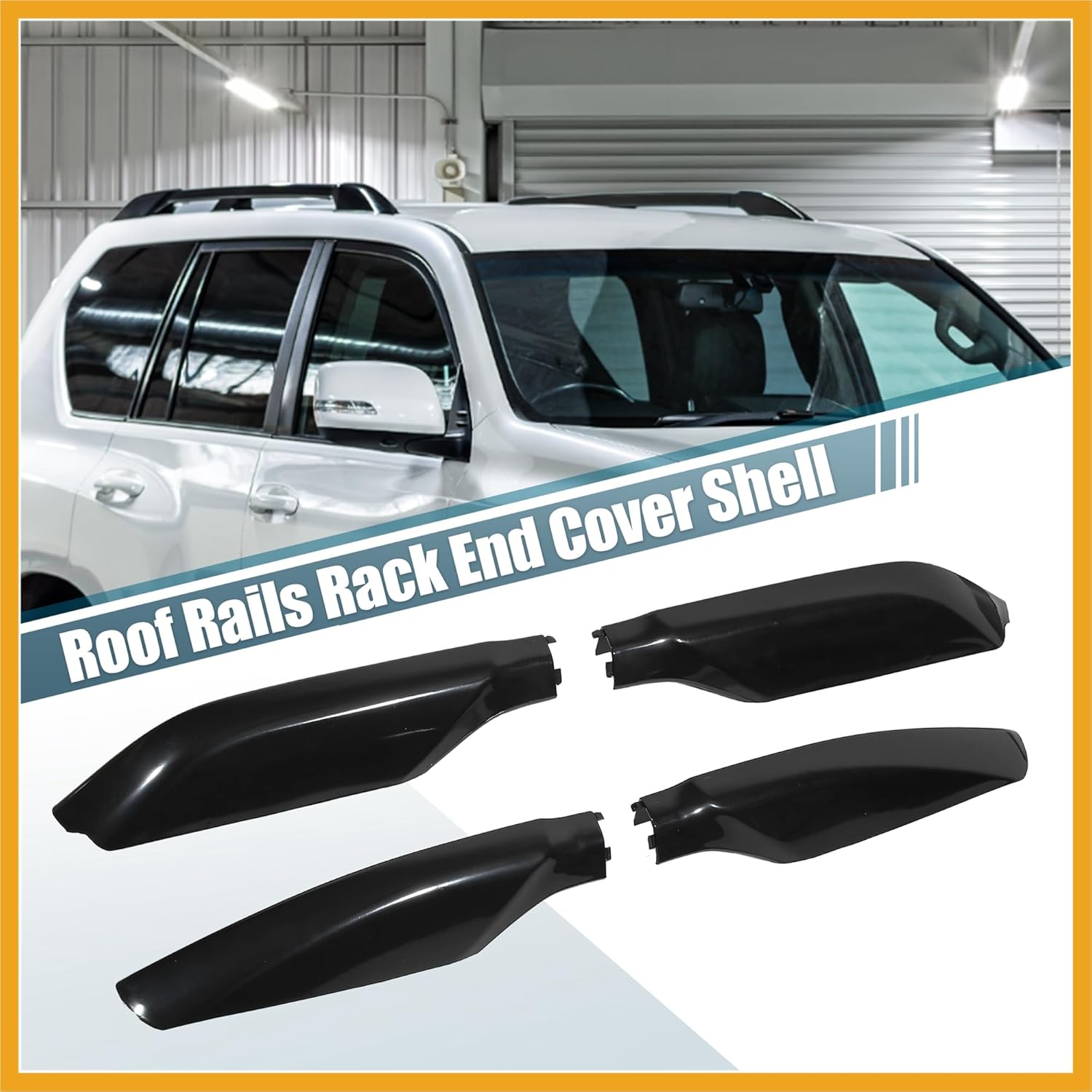 1 Set Roof Rack Leg Cover Roof Rack Bar Rail End Protection Cover Shell for Toyota Land Cruiser Prado FJ150 2010-2018 Black Roof Rack Rails End Cap Replacement