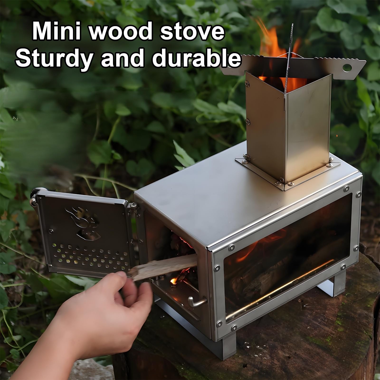 Stufa a Legna da Campeggio Portatile In Acciaio al Carbonio Riscaldamento Rapido Design Modulabile per Cucina e Campeggio Aperto