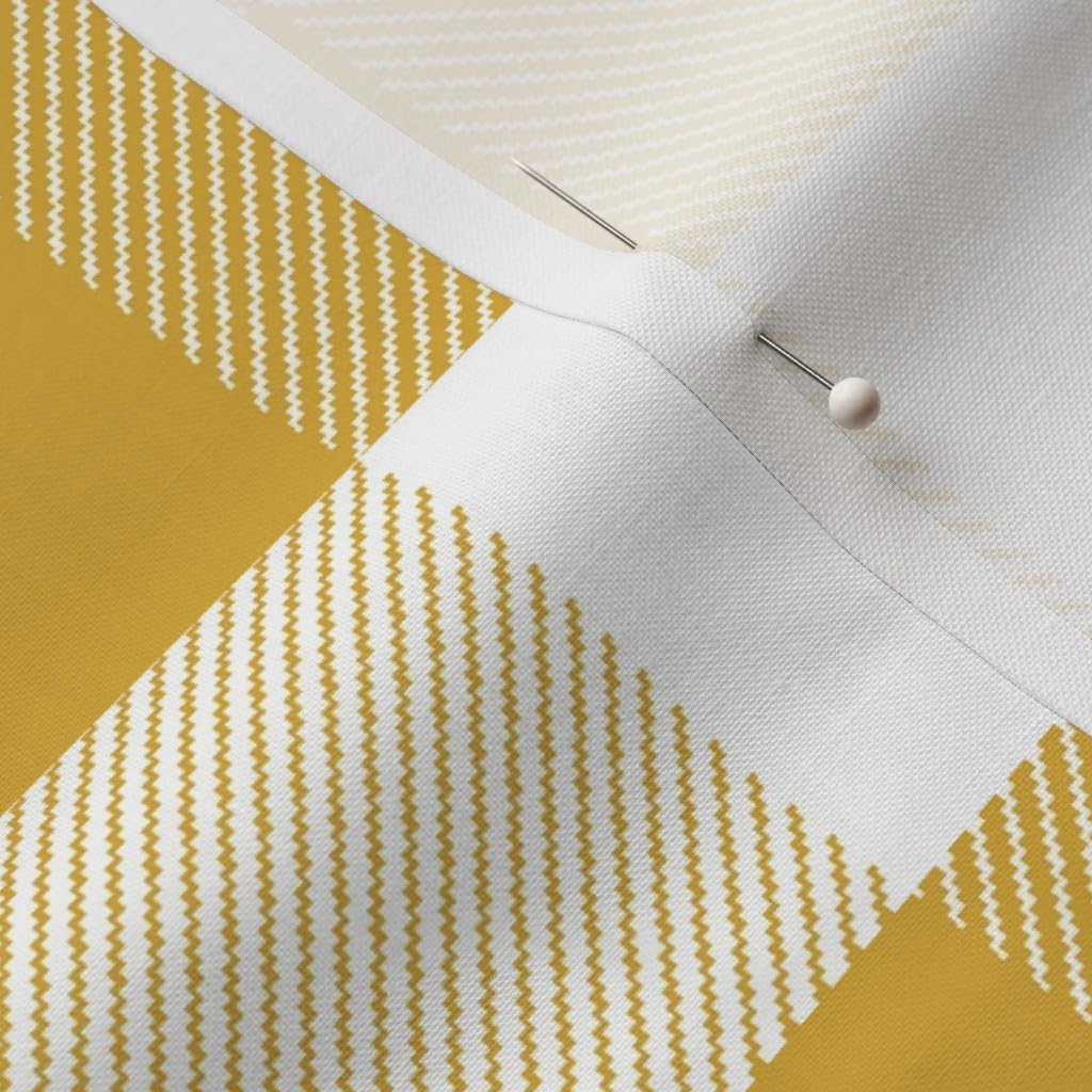 Spoonflower Fabric - Mustard Gingham Check Tartan Yellow Checks Large Plaid Buffalo Printed on Petal Signature Cotton Fabric Fat Quarter - Sewing Quilting Apparel Crafts Decor