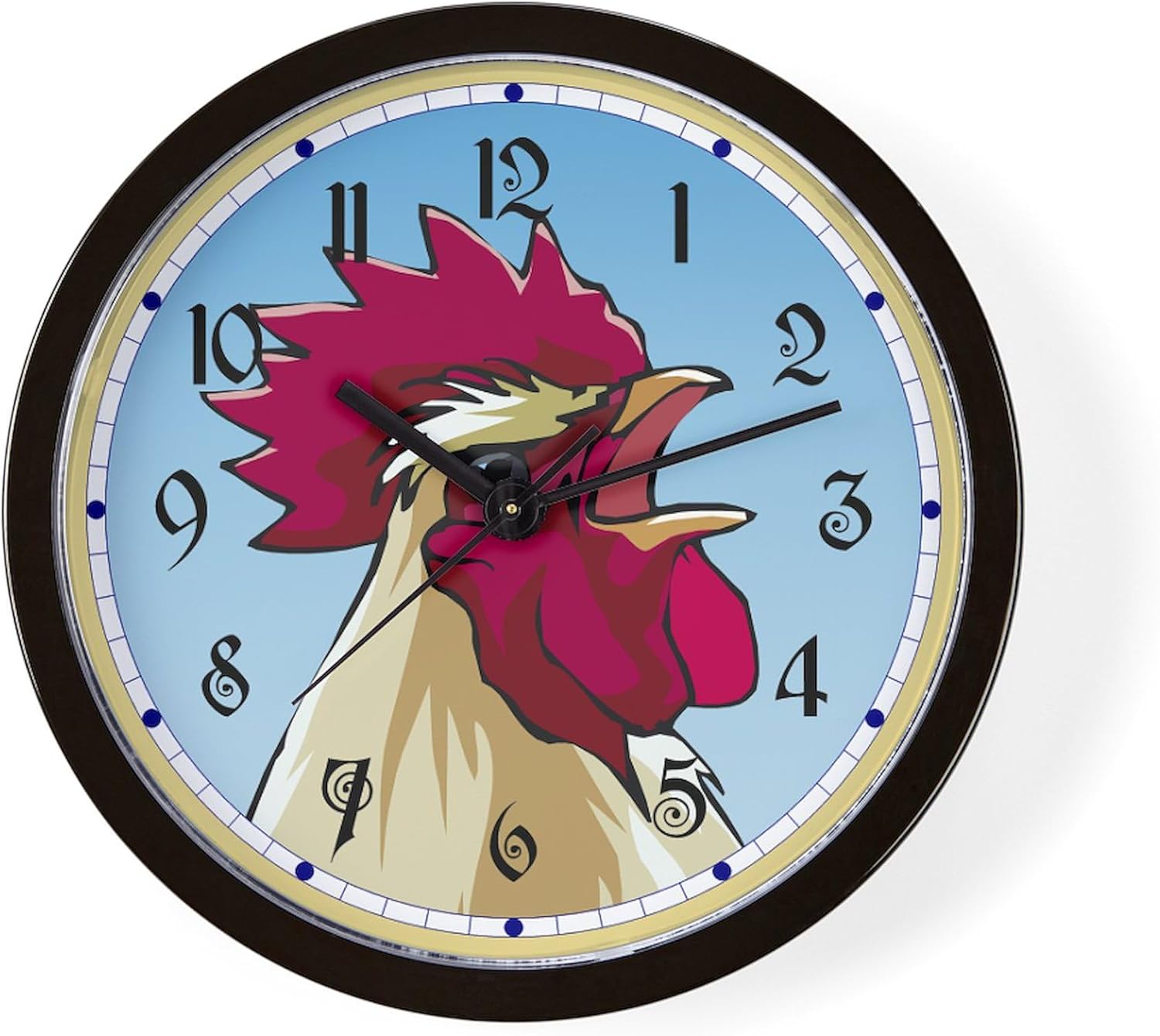 CafePress Crowing Rooster 10" Wall Clock for Livingroom, Kitchen, or Office