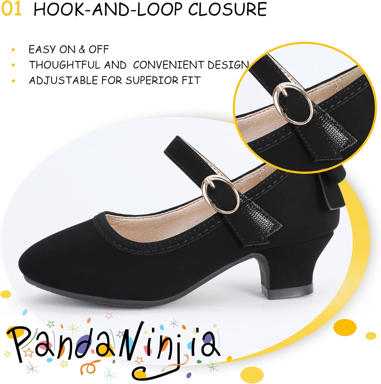 PANDANINJIA Girls Toddler/Little Kid Jada Dress Mary Jane Pumps Bow Low Heels Party Wedding Princess Shoes - Image 4