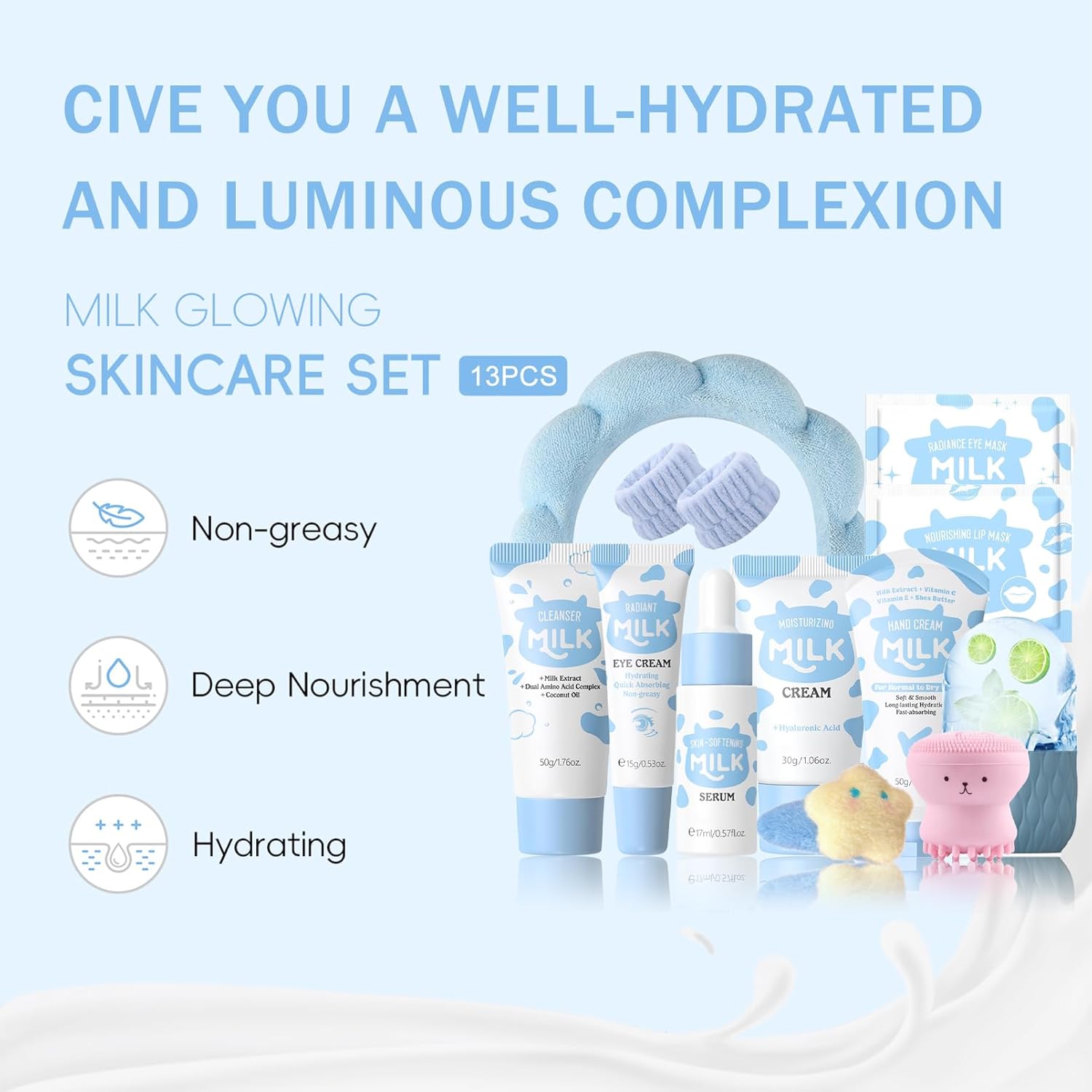 milk skincare set for kids ice roller and masks