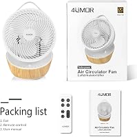 4UMOR Csendes Asztali Ventilátor 20dB 12 Fokozat 8H Timer 30m² Fehér 7