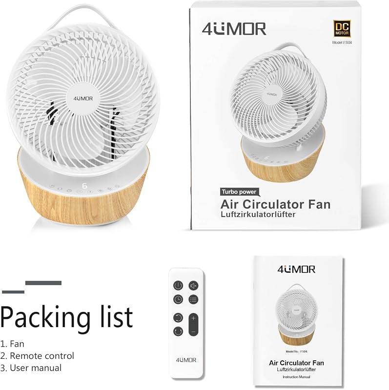 4UMOR Csendes Asztali Ventilátor 20dB 12 Fokozat 8H Timer 30m² Fehér