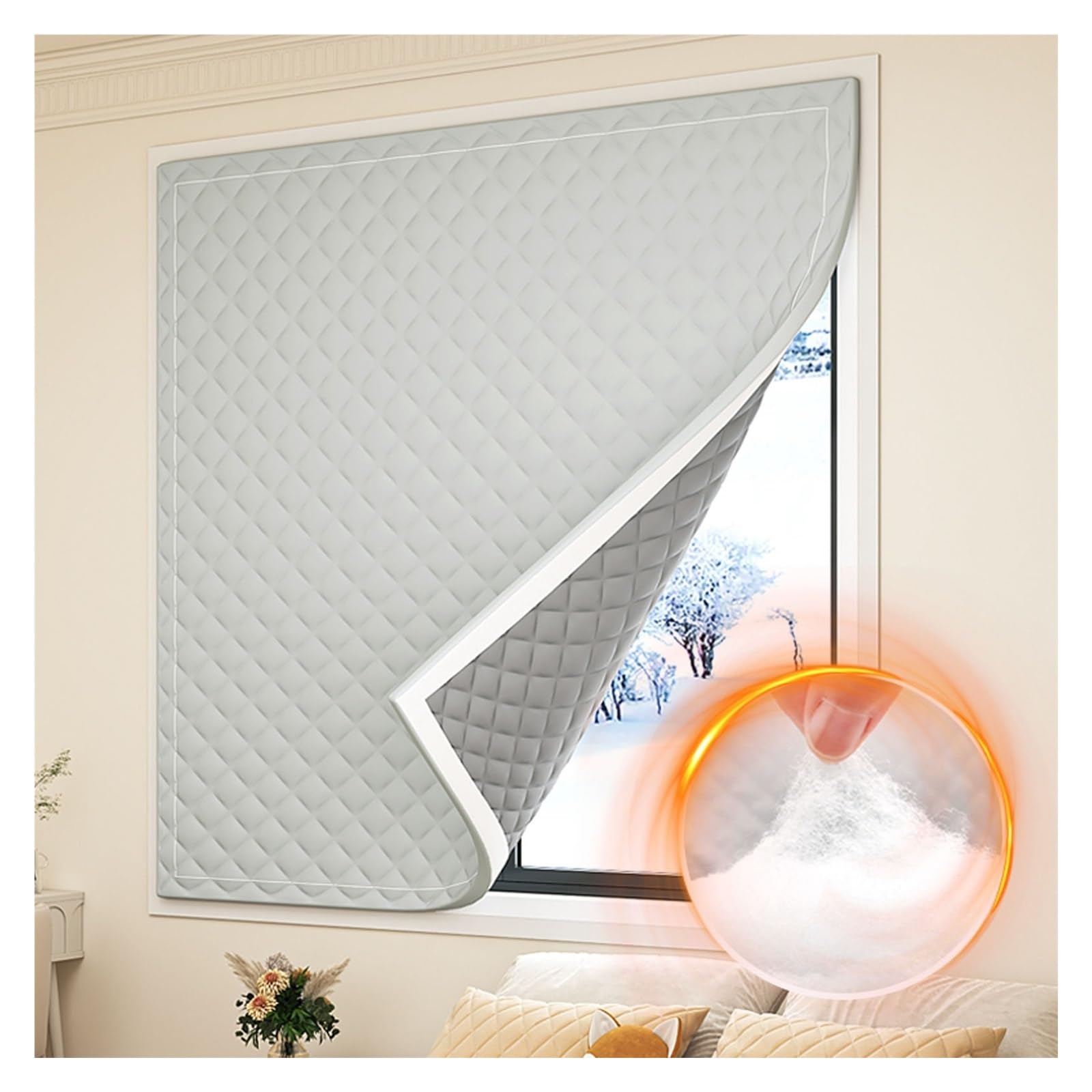 Fenster Isolierung Gegen Kälte, Winter-Fensterisolierset Aufgerolltes Design Wärmeschutzvorhang für Fenster Kratzfest/kälteisolierend/Wärmeisolierend für Fenster(Style 3,100x200cm)