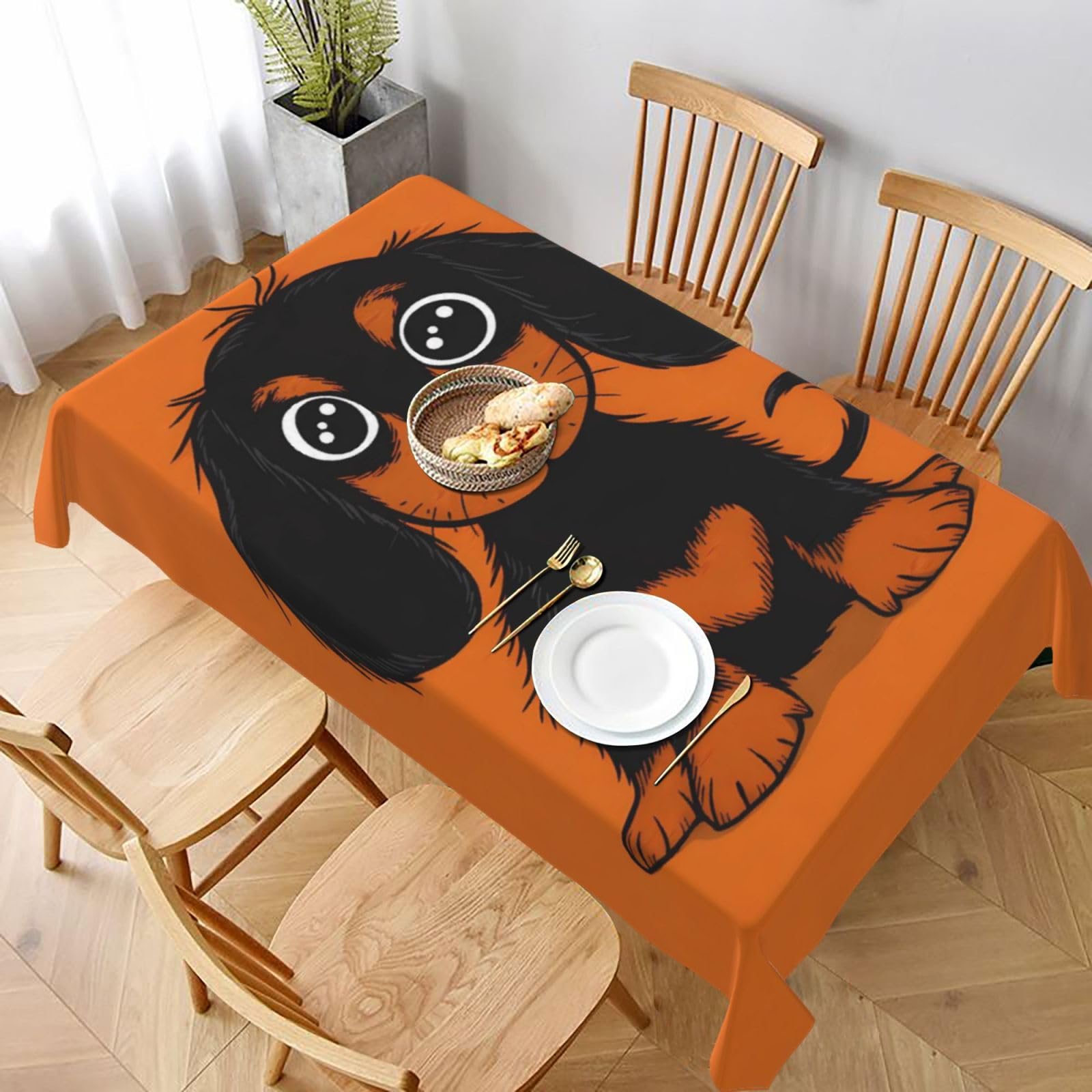 Nappe chien teckel mignon 137x183cm pour table de salle à manger