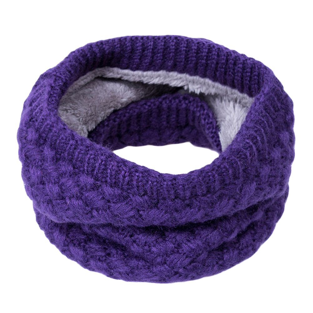 Gemini_mall Unisex Purple Gemini_mall® Winter Knitted Snood Scarf Loop Infinity Fur Neckerchief Neck Warmer Wrap Scarves