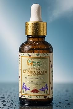 Herbs Botanica Kumkumadi Oil Pure Ayurveda Face Oil with Saffron, Serum Face Moisturizer 26 Herbs 30 Ml