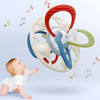 Baby Sensory Teething Teether Toys - Silicone Montessori Toys for Infant Babies 0-3-6-12 Months - Newborn Rattle Chew Toys for Sensory Teething Pacifier for Teething Relief - Travel Gifts Toys