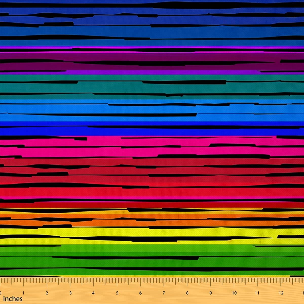 Colorful Stripes Fabric by The Yard Soft Flannel Polyester Watercolor Rainbow Lines Fabric for Kids Home DIY Projects Multicolored Stripe Pastel Style Fabric for Sewing Hobby,3 Yard Bolts