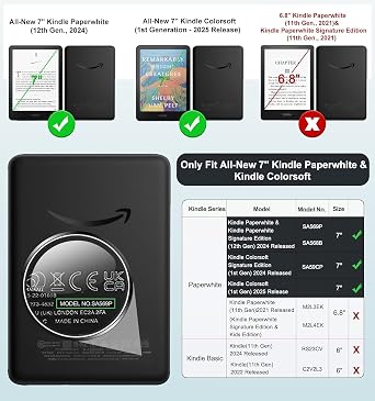 E NET-CASE Case for Kindle Paperwhite 12th Gen 2024 (7) & Kindle Colorsoft 2024/2025 (7)- Folder Design, Business Handheld Design Cover with Zipper & Pen Holder (Green)