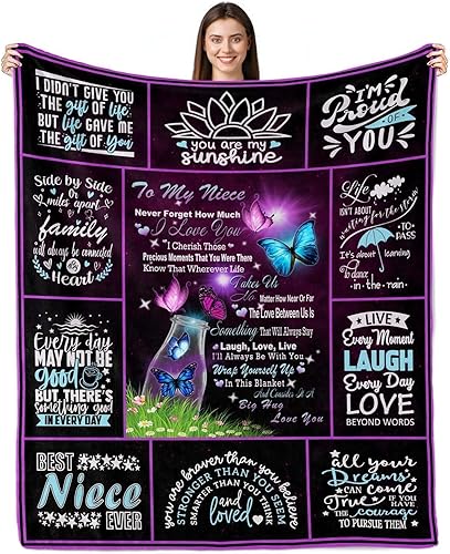 Rqhoqci Regalos para sobrina de la tía, regalos para sobrina, manta de sobrina de tía, regalo de cumpleaños para sobrina, regalos de sobrina de tía,