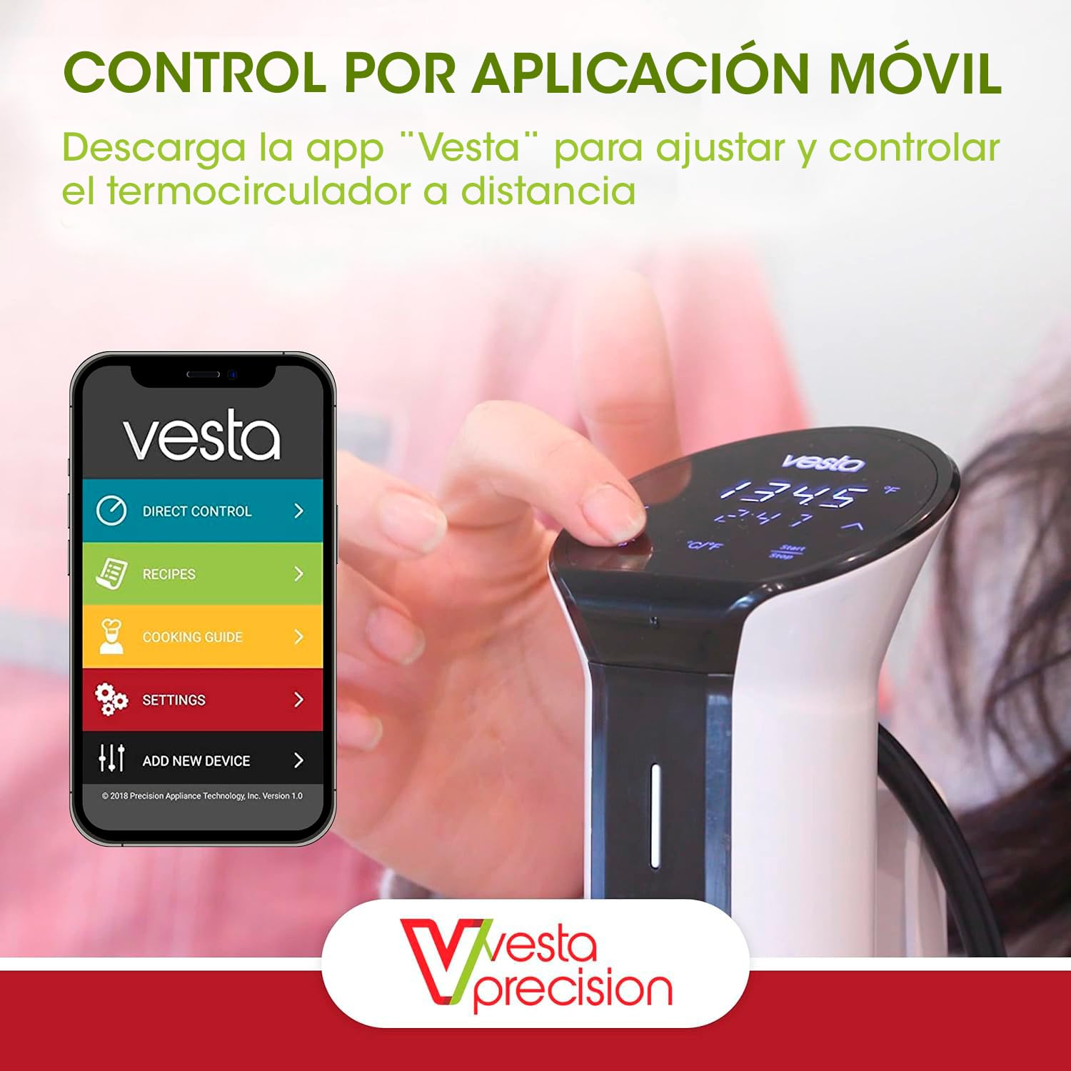 Vesta Precision Termocirculador Profesional para Cocinar a Baja Temperatura Imersa Expert SV320 | Incluye App de Control Wi-Fi y Temporizador | Máquina de Cocción al Vacío Color Blanco