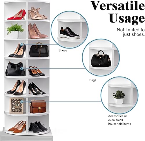 Miniatura 3 de EconoHome Zapatero giratorio de 360°, organizador de zapatos giratorio de 7 niveles, organizador de zapatos giratorio con capacidad para hasta 35