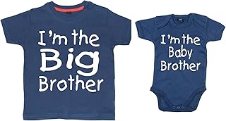 Camisetas Edward Sinclair a juego, "I´m the big brother"/"I'm the little brother", color azul marino.