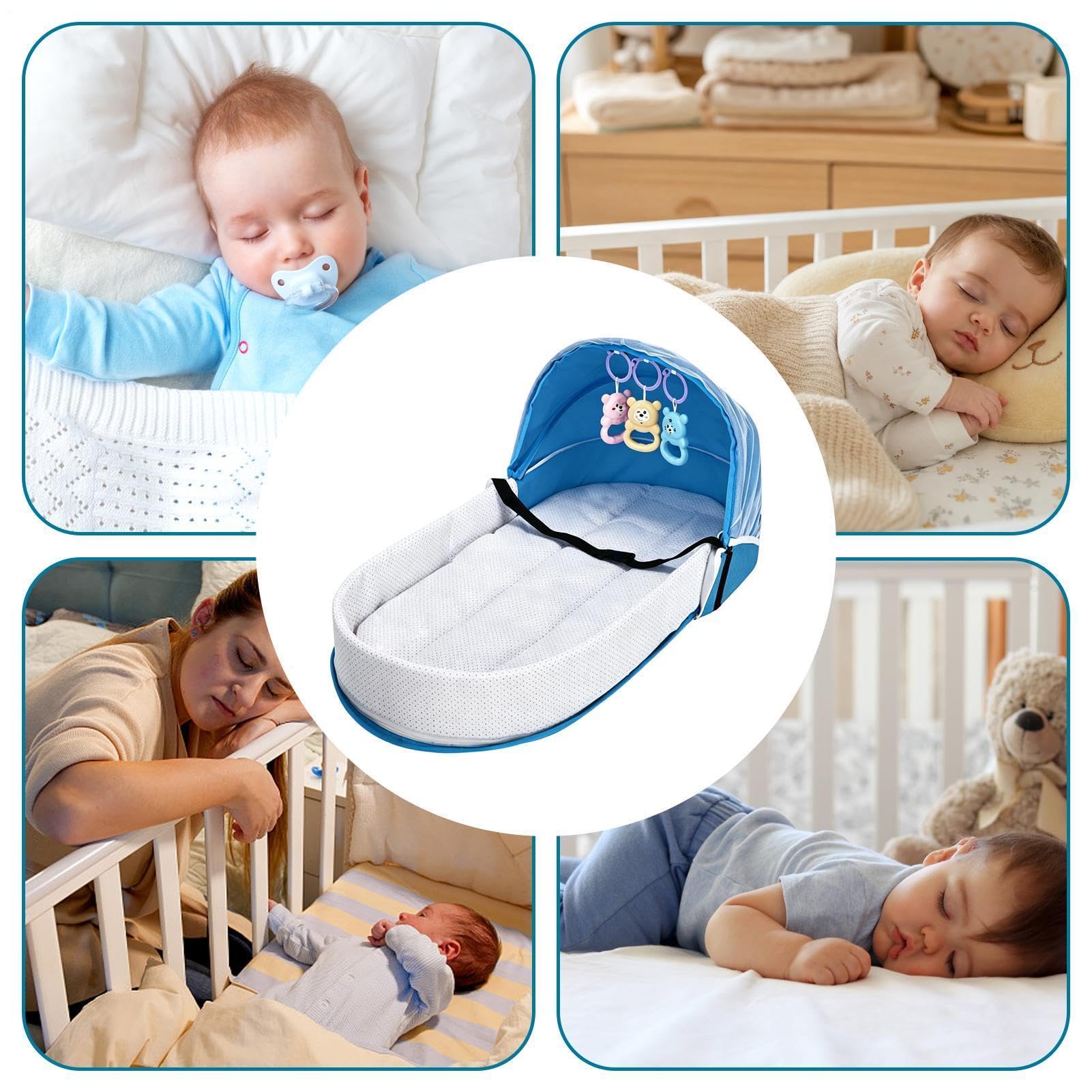 Lettino Da Viaggio Bimbi Tenda Traspirante Pieghevole Con Recinzione | Portatile Bambini Per Campeggio All'Aperto Aereo Sonno Cortile Spiaggia Asilo Bambini