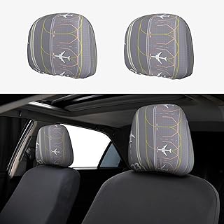 Airport Landing Airstrip Airplane Runway Car Headrest Cover Soft Car Seat Head Rest Cover Accessories Protector Head Rest Coverings for SUV Truck Auto, Set of 2