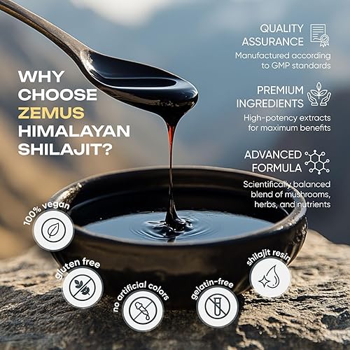 Miniatura 8 de Gomitas Shilajit puras del Himalaya I Lab Probadas I Mezcla sinérgica de Ashwagandha y complejo de 5 hongos  Ácido fúlvico y 85+, minerales traza