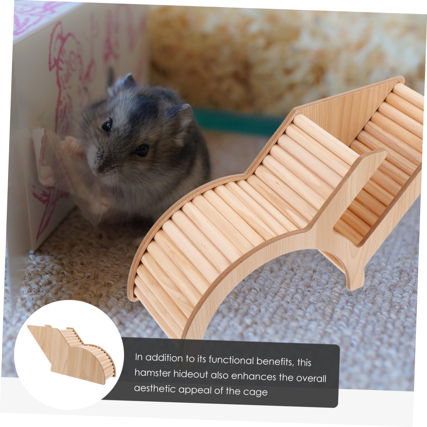 INOOMP 3piezas Túnel De Escondite De Madera para Hámster Accesorio De Refugio Seguro para Jaulas De Mascotas Juguete De Actividad para Roedores