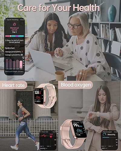 Miniatura 3 de VRPEFIT Relojes inteligentes para mujer contestarhacer llamadas pantalla táctil de 17 pulgadas con monitor de sueño de oxígeno en sangre y