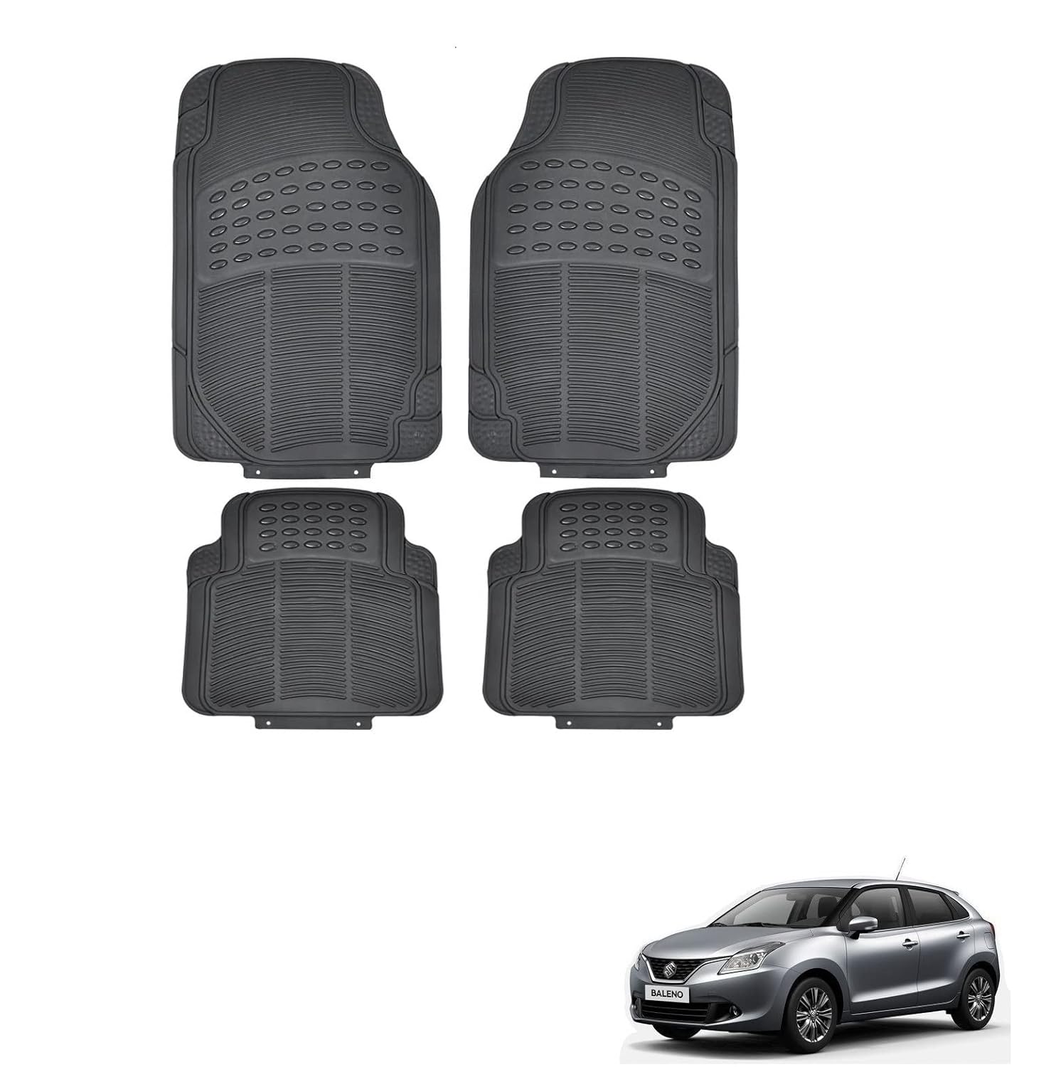 Kozdiko Car Simple Rubber Black Floor Mat Set of 4 Pcs for Maruti