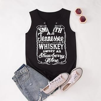 Smooth As Tennessee Tank Top Sweet As Strawberry Shirt Ring Hole Sleeveless Sexy V Neck Womens Retro Country Music Top