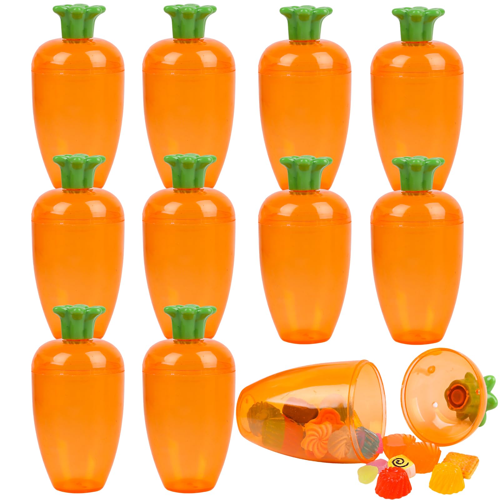 Photo 1 of FOIMAS 12pcs Fillable Easter Containers Carrots Shaped Candy Containers for Easter Egg Hunt Home Decoration