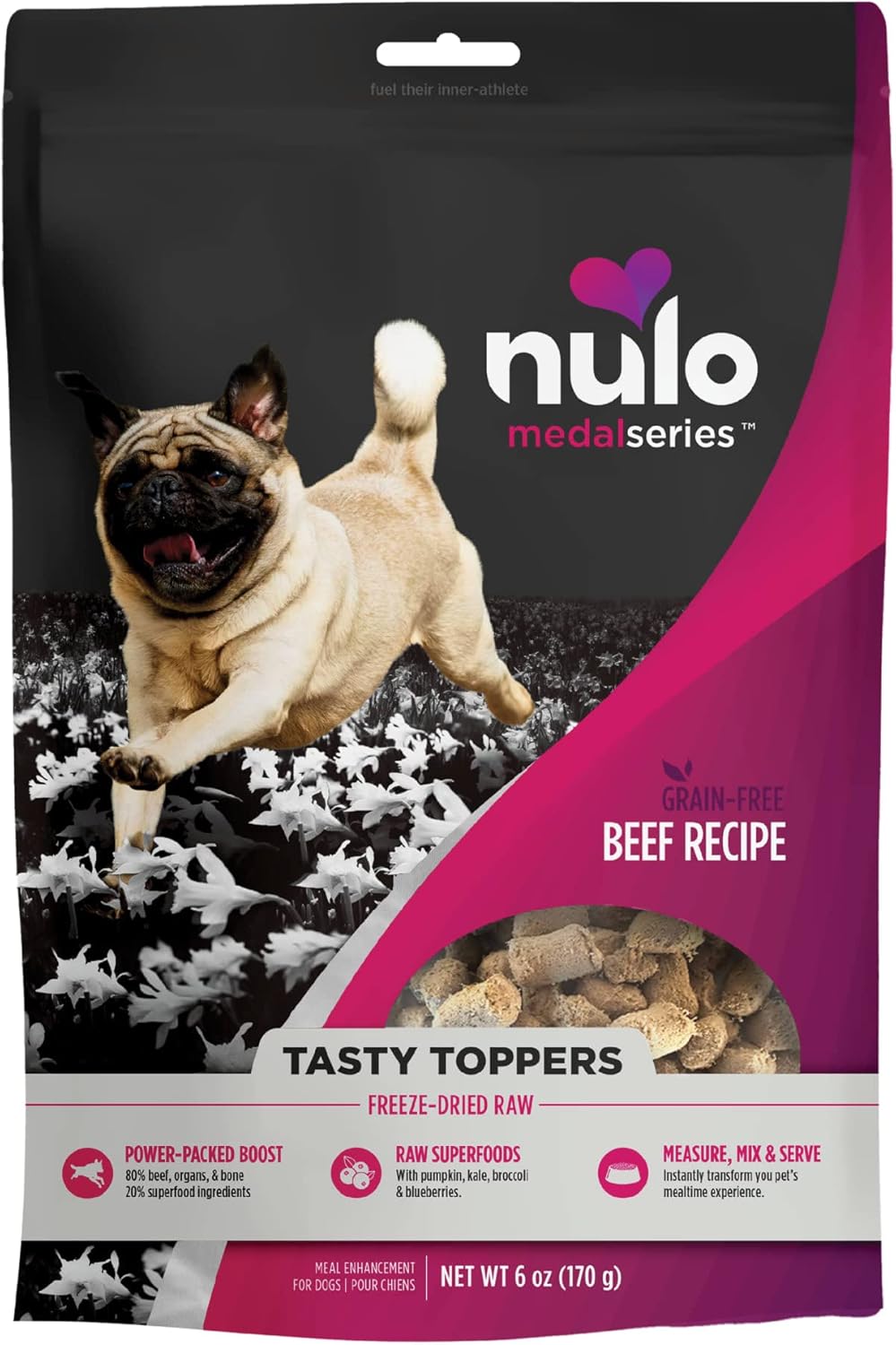 Nulo MedalSeries Tasty Toppers Beef FreezeDried Raw Dog Food, 6 oz. Pet Supplies