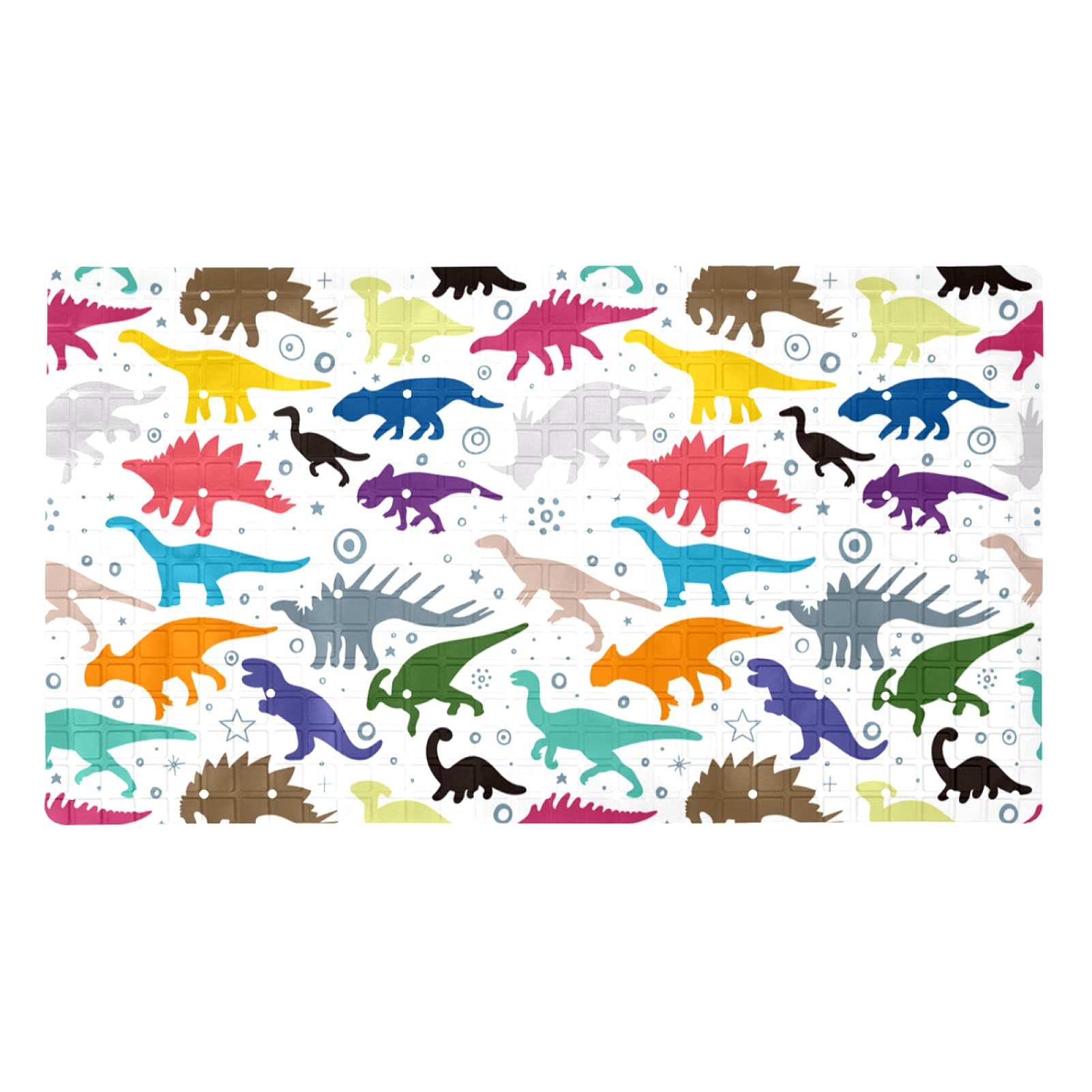 Tapis de douche antidérapant 112 ventouses PVC dinosaures colorés