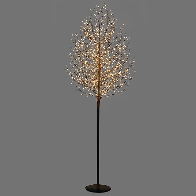 6FT Birch Twig Pre-lit Micro Dot Christmas Tree with 900 LED Warm White Lights Indoor & Outdoor - Black