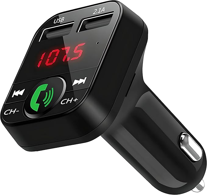 Retoo Schwarz Bluetooth FM Transmitter mit Dual USB Ladegerät, SD TF Kartenleser und