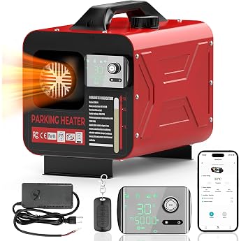 8 kW Diesel Auxiliary Heater 12 V 24 V Air Diesel Heater with App Control Remote Control All in One Air Heater Air Heater with Silencer for Car RV Boats Trucks Cars with LCD Switch [Energy Class D]
