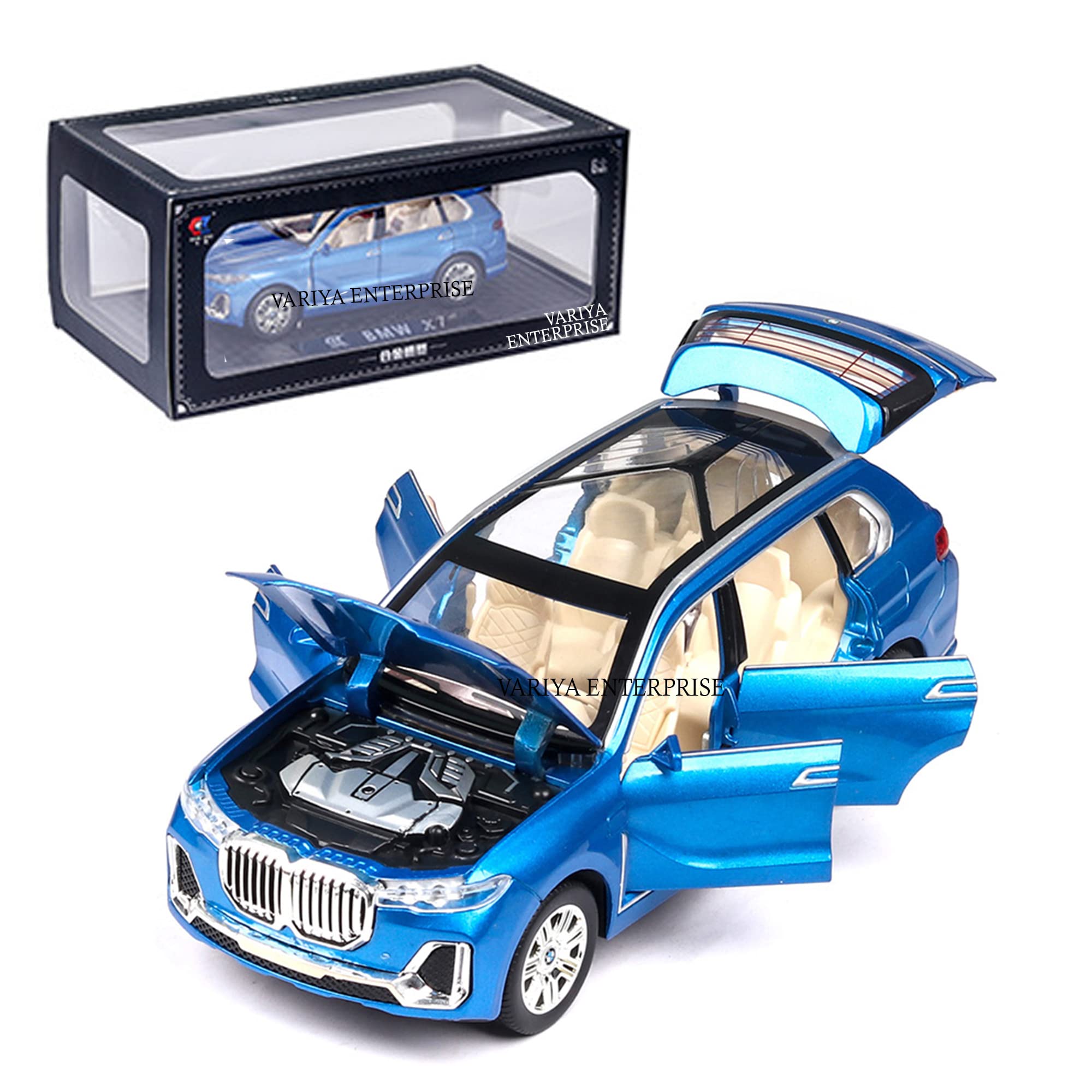 VARIYA ENTERPRISE® 1/24 Big BMW X7 Toy Car Metal Pull Back Diecast Car with Openable Door and Sound Light, Gifts Toys for Kids【 Multicolor 】